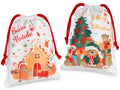 Sacchetti di Natale in tessuto con stampa natalizia Buon Natale e con tirante, set da 24 pezzi, cm19,5x25H (al tirante23)
