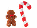 Cuscini di Natale in morbido pile a forma di pan di zenzero e bastoncino di zucchero, set da 4 pezzi, Bastoncino: cm 28x8x56 H