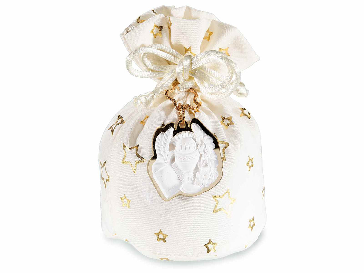 Sacchetti in stoffa con stampa con stelle dorate, decorazione Comunione, set da 20 pezzi, Ø6cmx12H (al tirante8)