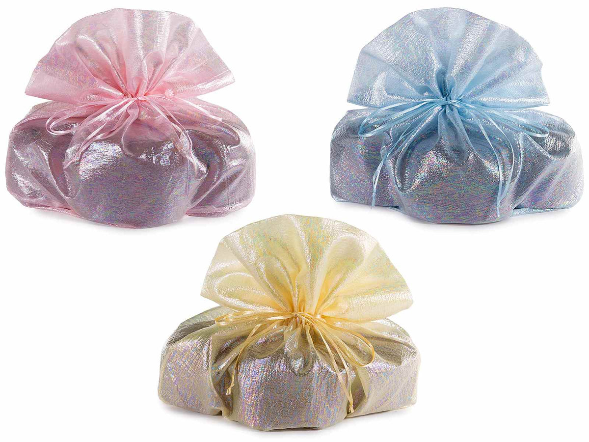 Sacchetti pasquali colorati portacolomba in tessuto ad effetto cangiante, set da 6 pezzi, cm31x21x33H (al tirante21)