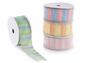 Nastri in organza colore pastello con trama a righe e con bordi modellabili, set da 4 pezzi, mm 40 x 10 m