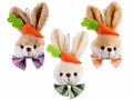 Coniglietti di Pasqua portadolci con papillon, carota decorativa e zip, set da 6 pezzi, cm10x5x19H (orecc.estese)