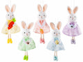 Conigliette di Pasqua gambelunghe con abito in pizzo colorato da appendere, set da 10 pezzi, cm 17 H