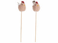 Stick pasquali decorativi in legno con gallinelle ecrù in morbido eco-fur, set da 16 pezzi, cm 6 H (con stick 25)