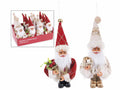 Babbo Natale in stoffa con sacco doni da appendere all'albero di Natale, set da 12 pezzi, cm7x6,5x18,5H (capp.esteso)
