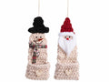 Addobbo per albero di Natale in maglia, realizzato a mano all'uncinetto, set da 2 pezzi, cm 18 x 44 H