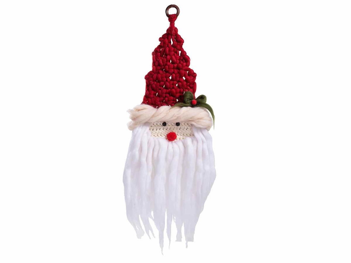 Decoro Babbo Natale in maglia, lavorato a mano all'uncinetto, da appendere, set da 2 pezzi, cm 25 x 65 H