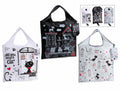 Borse della spesa colorate richiudibili / riutilizzabili con custodia, set da 12 pezzi, cm 37 x 38 H (con manici 54)