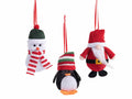 Set di 18 addobbi albero di Natale a pupazzo di neve, pinguino e Babbo Natale realizzati in maglia e stoffa, Babbo: cm 9 x 4,5 x 12 H