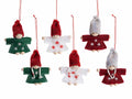 Addobbi albero angioletti natalizi con maglione e berretto, realizzati in panno, set da 24 pezzi, cm 7 x 8 H