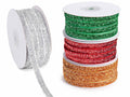 Nastri di Natale in velluto colorato ad effetto lamé, set da 4 pezzi, mm 9 x 20 m