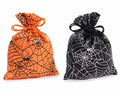 Sacchetti portadolci di Halloween in poliestere con stampa ragni e ragnatela, set da 24 pezzi, cm13x18H (al tirante 13,5)