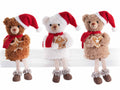 Decorazioni natalizie ad orsetto in morbido peluche con biscottino pan di zenzero, berretto e sciarpa di Natale, set da 6 pezzi, cm 9x6,5x11 H (c/gamb