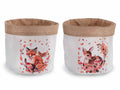 Cestini a vaso in stoffa con stampa autunnale animali del bosco e interno, set da 8 pezzi, Ø 19 cm x 23 H