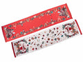 Runner tavola di Natale / tovaglia natalizia in stoffa con frange e decorazioni, set da 6 pezzi, cm 32 x 140 H