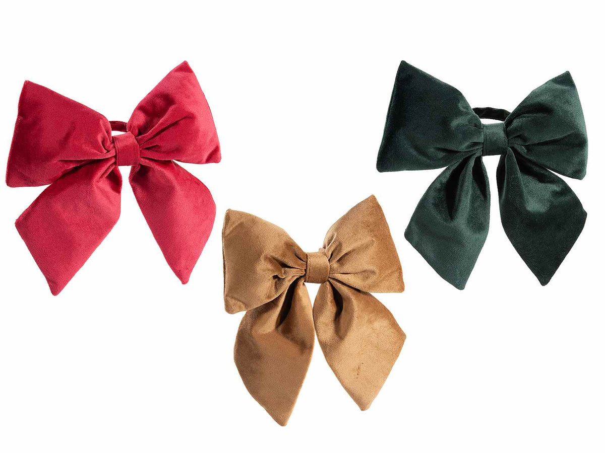 Fiocco decorativo di Natale in morbido velluto con anello sul retro, ideale, set da 9 pezzi, cm 19 x 22 H