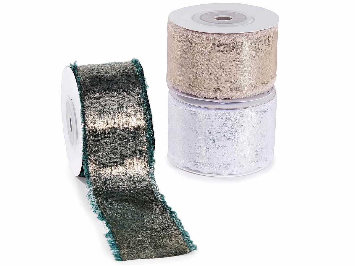 Nastri festivi in tessuto ad effetto metallizzato, set da 3 pezzi, mm 38 x 10 m