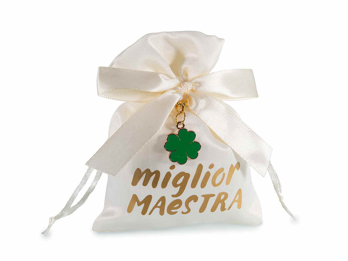 Sacchetti bomboniera per confetti effetto raso con scritta miglior maestra, set da 10 pezzi