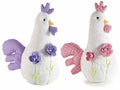 Gallinelle pasquali in finto pelo e in peluche con coda, cresta a pois e rose, set da 6 pezzi