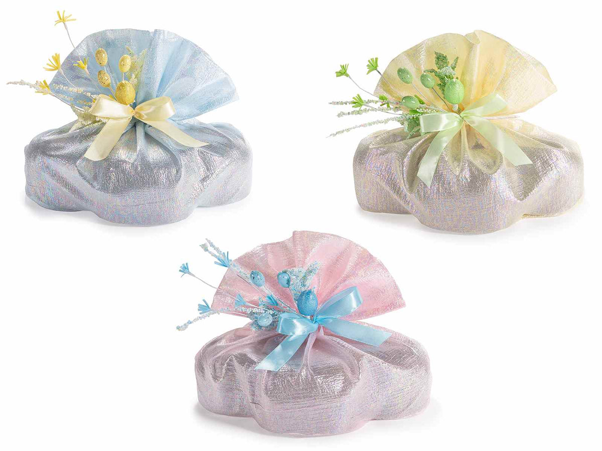 Sacchetti pasquali colorati portacolomba in tessuto ad effetto cangiante, set da 6 pezzi