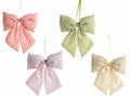 Fiocchi decorativi in stoffa colorata a quadretti da appendere, set da 16 pezzi, cm 15 x 19 H