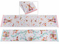 Runner / tovaglia da tavola in stoffa con frange e decori conigli pasquali, set da 6 pezzi, cm 32 x 140 H