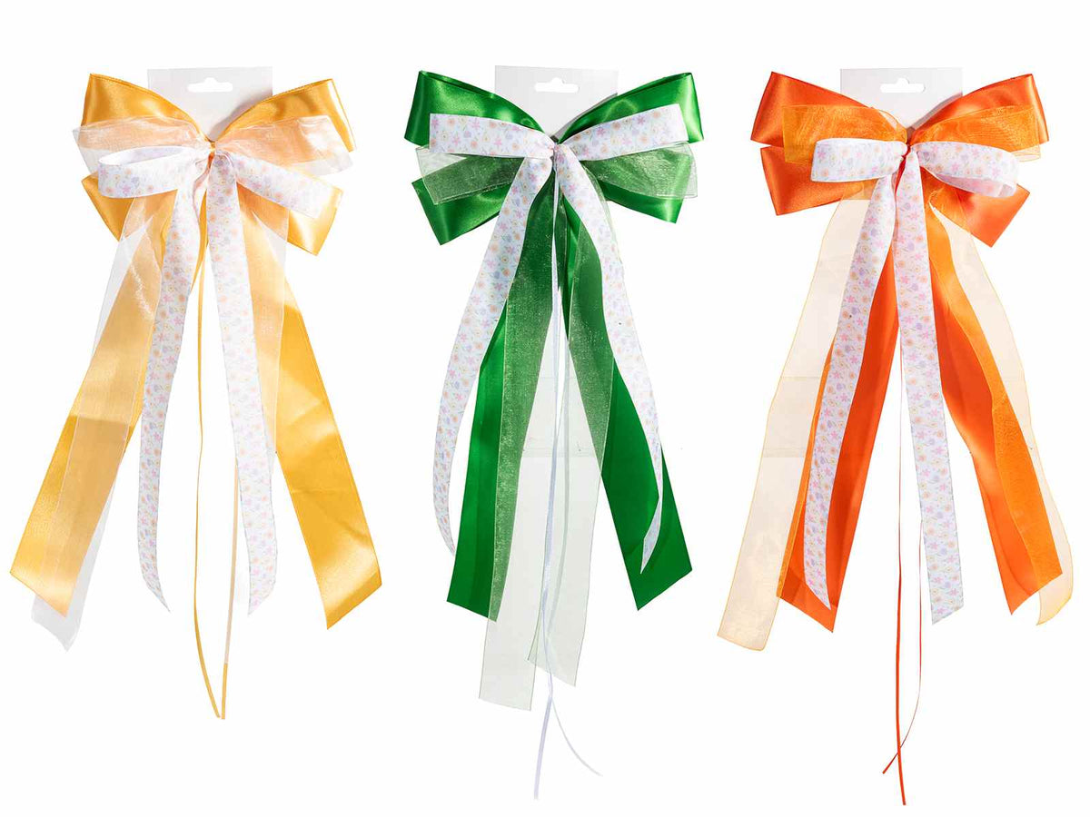 Multifiocchi in raso, organza e tessuto colorato ideali per decorare, set da 18 pezzi, cm 21x 43 H