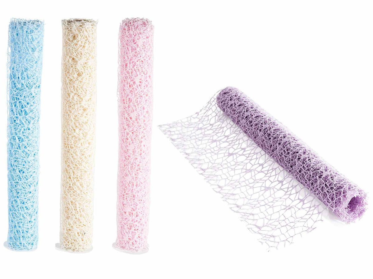 Rotoli di rete colorata decorativa per confezioni regalo, set da 8 pezzi, cm 38 x 4,5 m