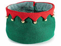 Cestini natalizi in maglia tema elfo e campanelline dorate, set da 4 pezzi, Ø 21 cm x 15 H
