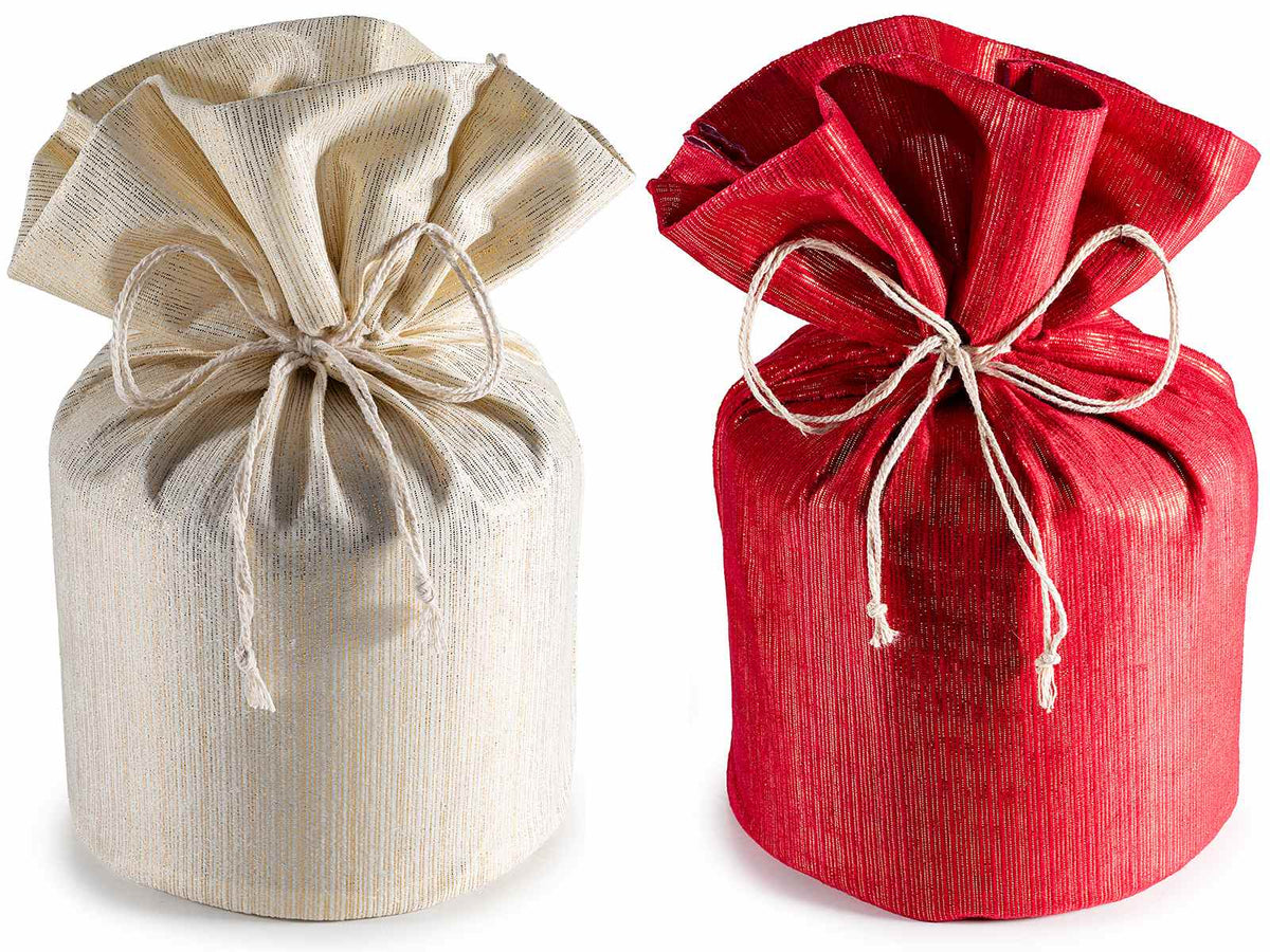 Sacchetti portapanettone in stoffa con lurex dorati, set da 4 pezzi, Ø21cmx33H (al tirante21)