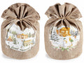 Sacchetti portapanettone effetto juta con tirante e stampa villaggio natalizio, set da 4 pezzi, Ø23cmx30H (al tirante23)
