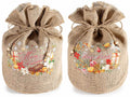 Sacchetti portapanettone effetto juta con tirante e stampa dolcetti natalizi, set da 4 pezzi, Ø23cmx30H (al tirante22)
