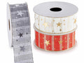 Nastri natalizi in tessuto con stampa stelle, set da 3 pezzi, mm 38 x 10 m
