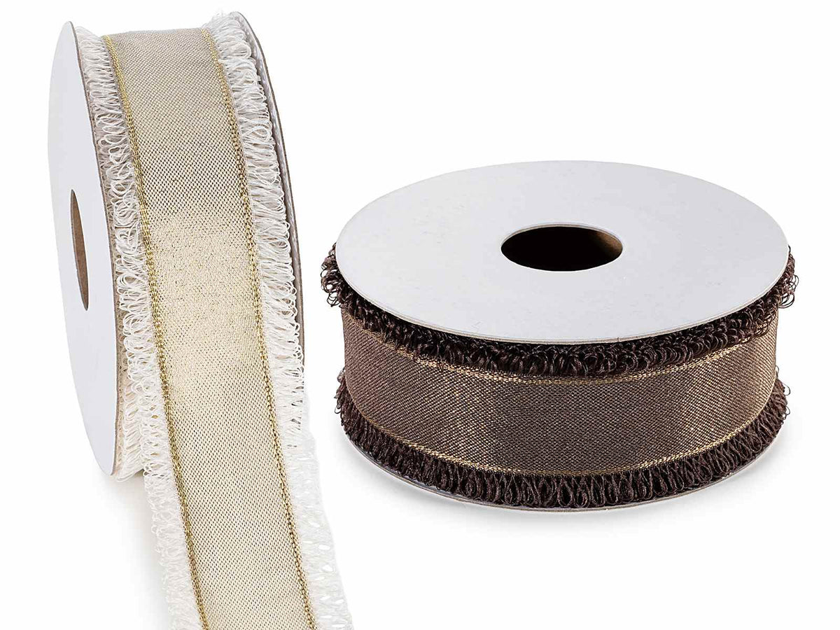 Nastri in tessuto con banda centrale in lurex, set da 2 pezzi, mm 38 x 10 m