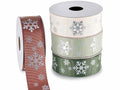 Nastri natalizi grosgrain con stampa fiocco di neve, set da 4 pezzi, mm 38 x 10 m