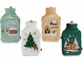 Borse dell'acqua calda con rivestimento in maglia e ricami natalizi, set da 4 pezzi, cm 20 x 33 H