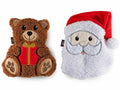 Scaldotti natalizi a Babbo Natale e orsetto con sacchetto estraibile, set da 2 pezzi, Babbo: cm 18 x 21 H