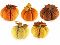Zucche decorative rifinite in morbida stoffa da appoggiare, ideale, set da 5 pezzi, Ø 9 cm x 9,5 H