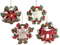 Ghirlande natalizie in stoffa con decorazioni da appendere, set da 4 pezzi, Ø 20,5 cm