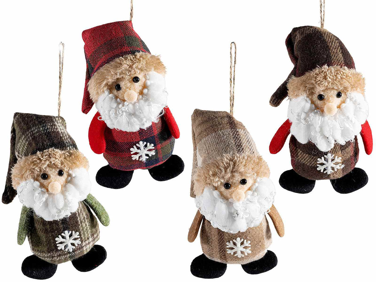 Gnomi natalizi in stoffa da appendere e decoro con fiocco di neve, set da 8 pezzi, cm 8 x 5 x 16 H