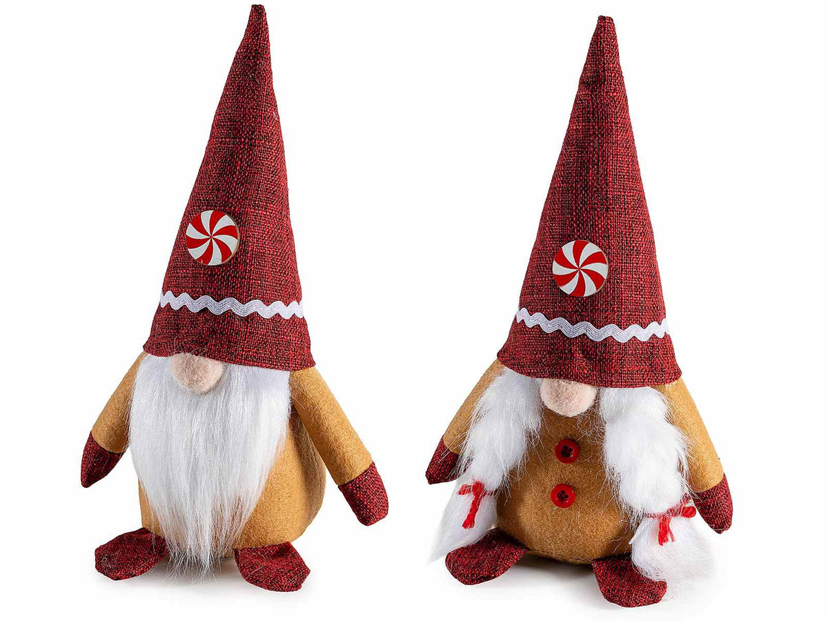 Gnomi natalizi in stoffa colorata con decoro a caramella su cappello, set da 6 pezzi