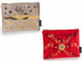 Pochettes di Natale in velluto con chiusura a zip e dettagli dorati, set da 6 pezzi, cm 21,5 x 16,5 H