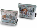 Pochettes di Natale in morbida stoffa con chiusura a zip stampa paesaggio, set da 6 pezzi, cm 21 x 5,5 x 15 H
