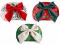 Pochettes natalizie in morbida stoffa con chiusura a zip e fiocco colorato in velluto, set da 3 pezzi, cm 26 x 7 x 17 H