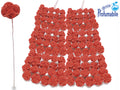 Roselline chiudipacco artificiali in gesso rosso profumabile con gambo, set da 120 pezzi, Ø 1,6 cm x 10 H