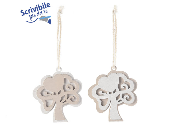 Decorazioni bomboniera da appendere con Albero della vita in legno profumabile, set da 80 pezzi, cm 4,5 x 5 H