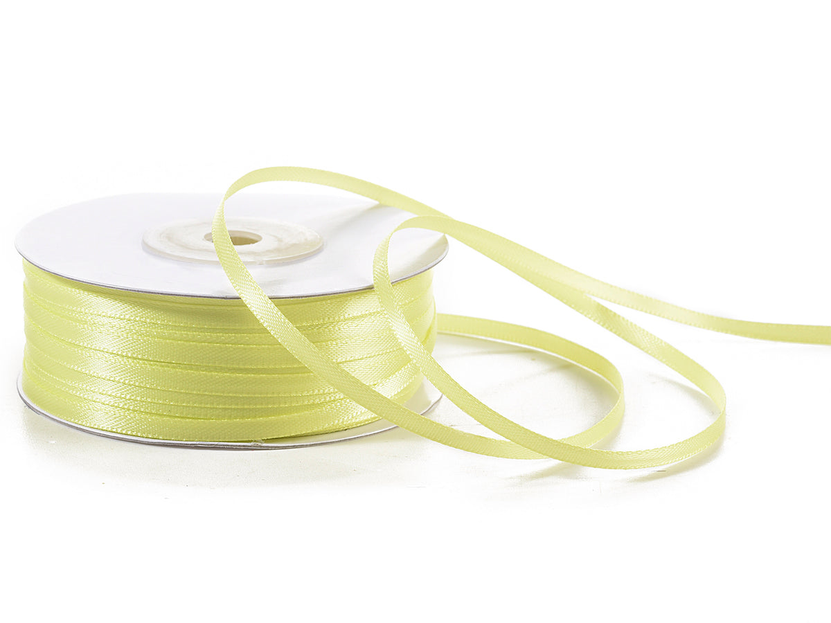 Nastro doppio raso color giallo acido, mm 3 x 100 m