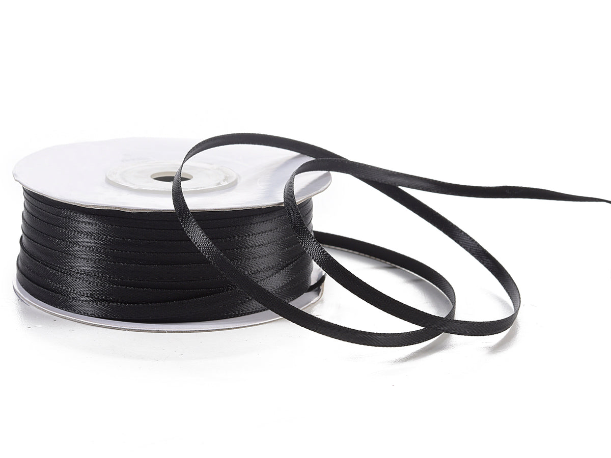Nastro doppio raso color nero bistro, mm 3 x 100 m