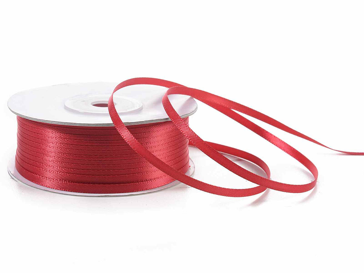 Nastro doppio raso color rosso rubino, mm 3 x 100 m