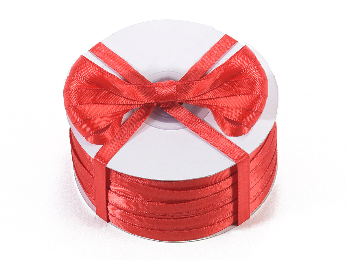 Nastro doppio raso color rosso fragola, mm 6 x 100 m